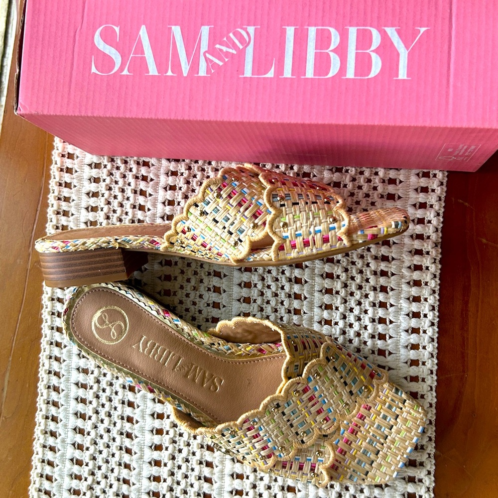 Sam + Libby Size 8 Woven Raffia Spring Sandals New In Box NWT Fits 7.5 US 8 US